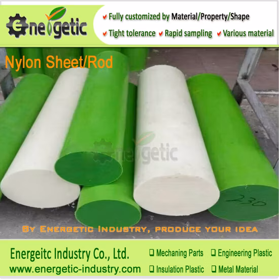 Pate en plastique PA6g, plaque en nylon coulé remplie d'huile, blocs en nylon, blocs en plastique en nylon, tige en nylon, barre en nylon